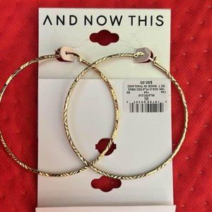 (And Now This) Extra Large Gold Plated Textured Large Hoop Earrings